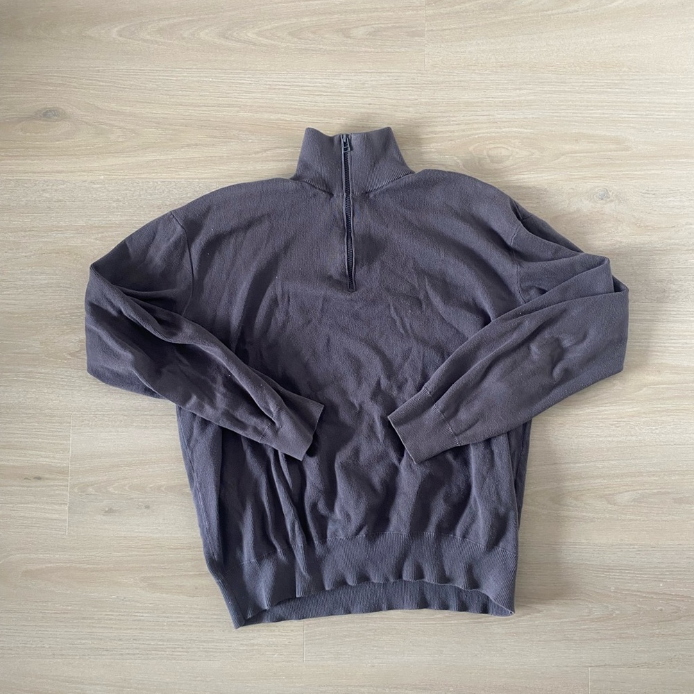 Zara Men's Charcoal Zip-Up Sweater Size L